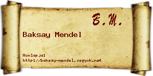Baksay Mendel névjegykártya